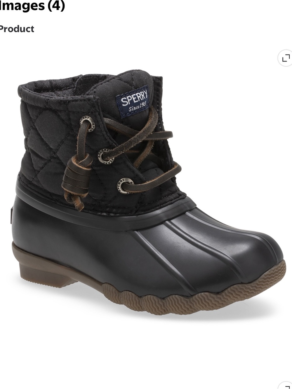 Sperry Kids Black Quilted Duck Boot